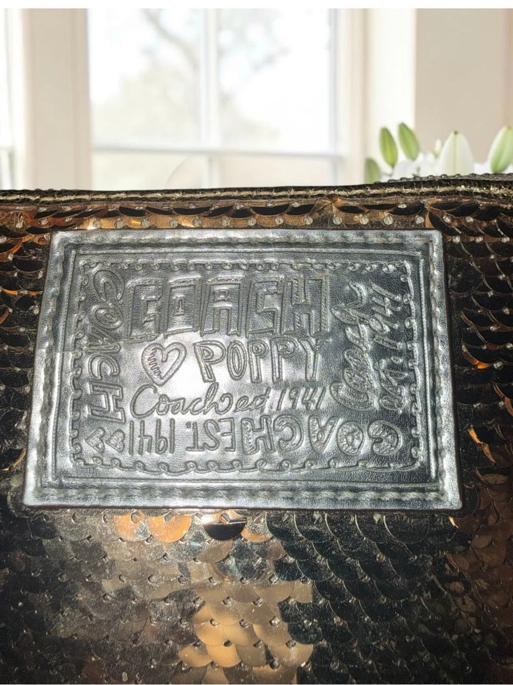 RARE Vintage Coach Poppy Gold Sequin Crossbody Bag w. Hangtag Y2K